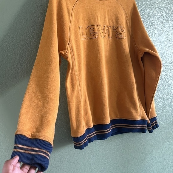 LEVIS MEN SZ M Mustard Yellow LOGO SPELLOUT PULLOVER SWEATSHIRT - Picture 6 of 6